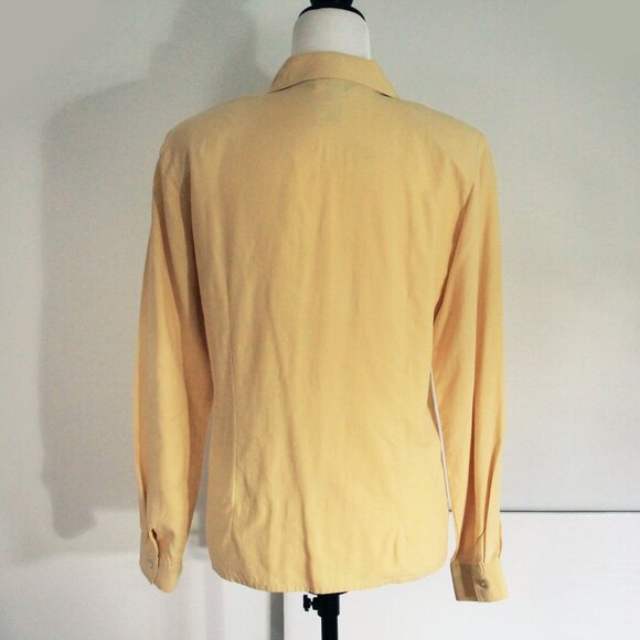 Vintage THE WORK 100% Silk Blouse Soft Butter Yellow Host Pick Womens Size 8 - Picture 3 of 8